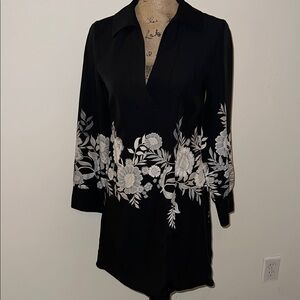 Floral Embroidered Stitched Zara Black Mini Dress